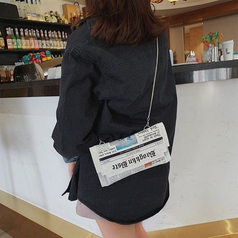 Women Joker Messenger Bag Chain Shoulder Bag Personality Fashion Small Square Newspaper News Styling Bags Wholesale Bolso Mujer