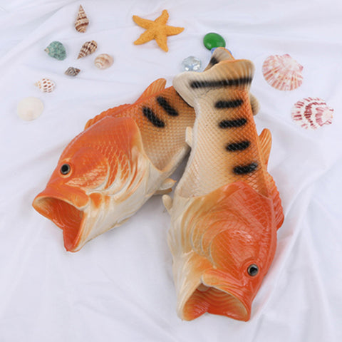 New Funny Fish Shaped Slipper Summer Outdoor Couple Soft Beach Flip-flops Men And Women Breathable Shoes Lovers Drag Slippers