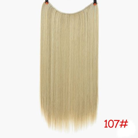 Invisible Wire No Clips in Hair Extensions Secret Fish Line Hairpieces Silky Straight real natural Synthetic Headwear