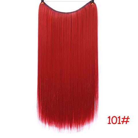 Invisible Wire No Clips in Hair Extensions Secret Fish Line Hairpieces Silky Straight real natural Synthetic Headwear