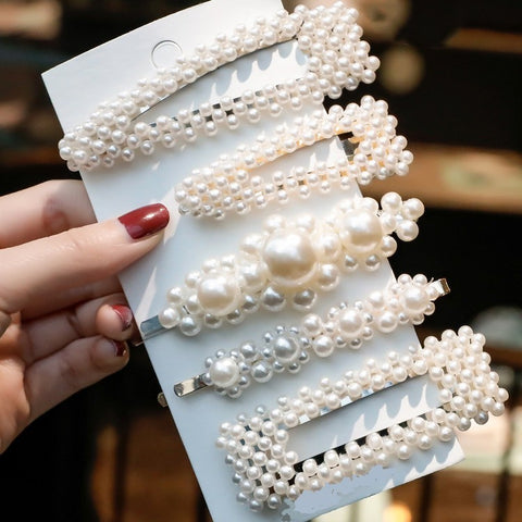 1Set Fashion Sweet Pearls Hairpins Girls Headwear Elegant Hair Clips Hair Headband Ins Hair Accessorie Ornament Barrettes