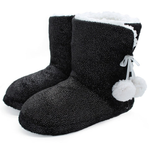 STONE VILLAGE Drop Shipping Solid Plush Ball Winter Home Slippers Cotton Soft Thick Plush Slippers Non-Slip Women Slipper Shoes