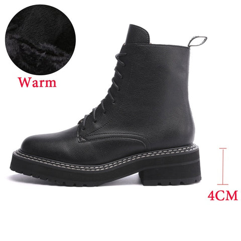 2019 New Fall Winter Martin Boots Women Black Leather Motorcycle Cowboy Platform Boots Punk Combat Ankle Boots Women Shoes