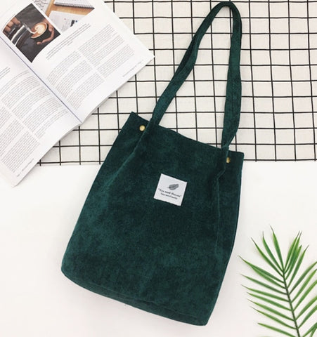 Women Solid Corduroy Shoulder Bags Shopping Bag Tote Package Crossbody Bags Purses Casual Handbag For Women Bookbag
