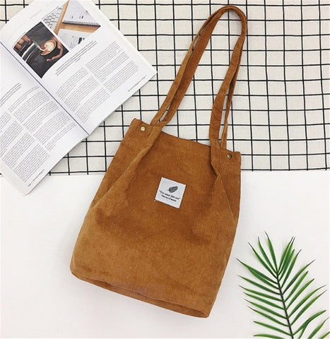 Women Solid Corduroy Shoulder Bags Shopping Bag Tote Package Crossbody Bags Purses Casual Handbag For Women Bookbag