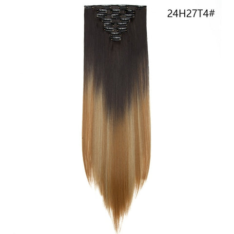 SNOILITE 26inch 8pcs/set clip in hair extensions straight natural hair clip ins synthetic clip in hair extension for women