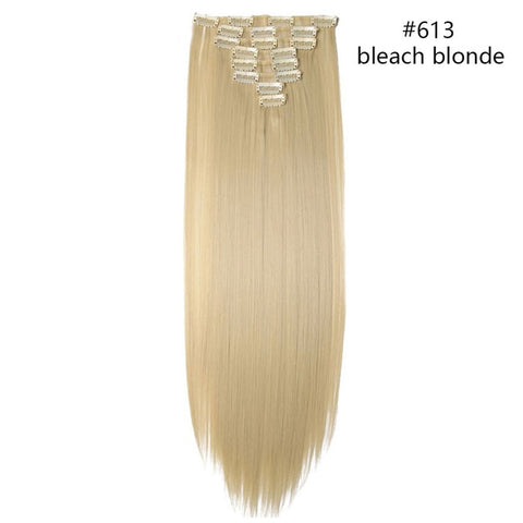 SNOILITE 26inch 8pcs/set clip in hair extensions straight natural hair clip ins synthetic clip in hair extension for women