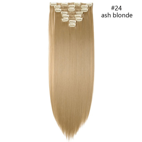 SNOILITE 26inch 8pcs/set clip in hair extensions straight natural hair clip ins synthetic clip in hair extension for women