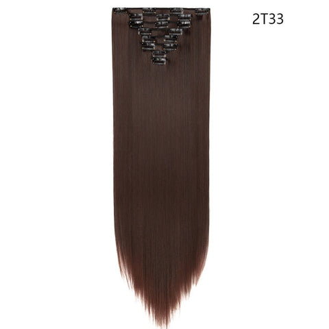 SNOILITE 26inch 8pcs/set clip in hair extensions straight natural hair clip ins synthetic clip in hair extension for women