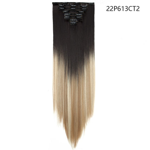 SNOILITE 26inch 8pcs/set clip in hair extensions straight natural hair clip ins synthetic clip in hair extension for women