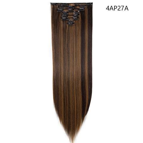 SNOILITE 26inch 8pcs/set clip in hair extensions straight natural hair clip ins synthetic clip in hair extension for women