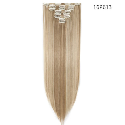 SNOILITE 26inch 8pcs/set clip in hair extensions straight natural hair clip ins synthetic clip in hair extension for women