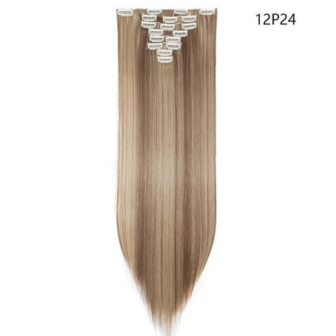 SNOILITE 26inch 8pcs/set clip in hair extensions straight natural hair clip ins synthetic clip in hair extension for women