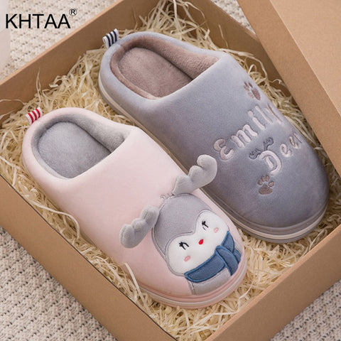 Women Home Flat Soft Slippers Cute Elk Reindeer Christmas Furry Warm Winter Female Slip On Ladies Woman House Shoes Halloween