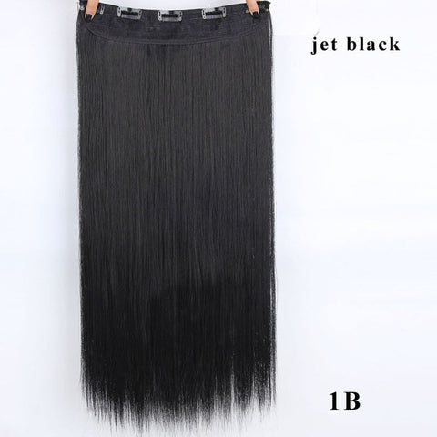 AISI BEAUTY Long Straight Clip in one Piece Synthetic Hair Extension 5 Clips False Blonde Hair Brown Black Hair Pieces for Women