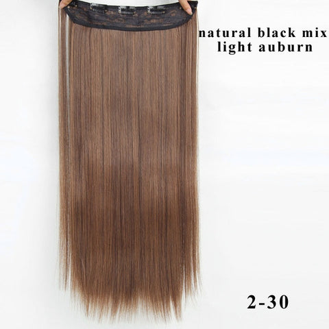 AISI BEAUTY Long Straight Clip in one Piece Synthetic Hair Extension 5 Clips False Blonde Hair Brown Black Hair Pieces for Women