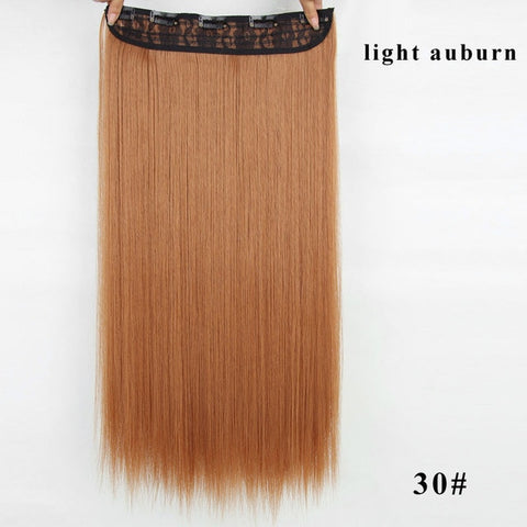 AISI BEAUTY Long Straight Clip in one Piece Synthetic Hair Extension 5 Clips False Blonde Hair Brown Black Hair Pieces for Women