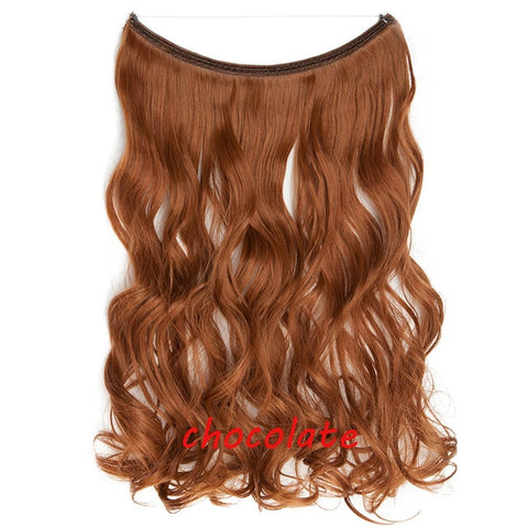 S-noilite 20inch Invisible Wire No Clip One Piece Halo Hair Extension flip in false hair Hairpieces Synthetic hair for women