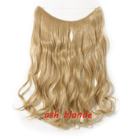 S-noilite 20inch Invisible Wire No Clip One Piece Halo Hair Extension flip in false hair Hairpieces Synthetic hair for women