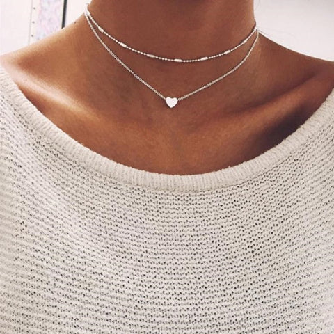 New fashion trendy jewelry copper choker multi layer necklace gift for women Boho Layering Chokers Chockers girl