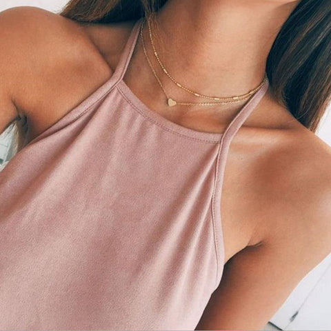 New fashion trendy jewelry copper choker multi layer necklace gift for women Boho Layering Chokers Chockers girl