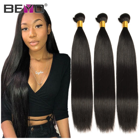 Beyo Straight Hair Bundles 100% Human Hair Bundles Non-Remy Hair Extensions 1 / 3 / 4 Bundle Deals 8-28 Inch Indian Hair Bundles