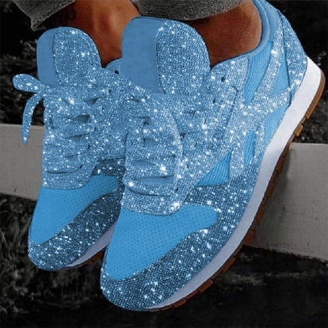 Rimocy Autumn Women Flat Bling Sneakers Glitter Platform Casual Shoes Woman Comfortable Ladies Silver Vulcanize Shoes Large Size