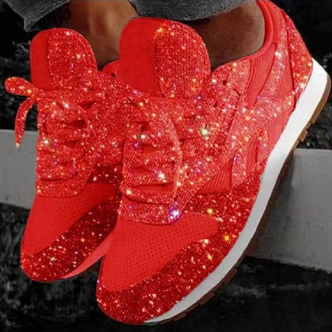 Rimocy Autumn Women Flat Bling Sneakers Glitter Platform Casual Shoes Woman Comfortable Ladies Silver Vulcanize Shoes Large Size