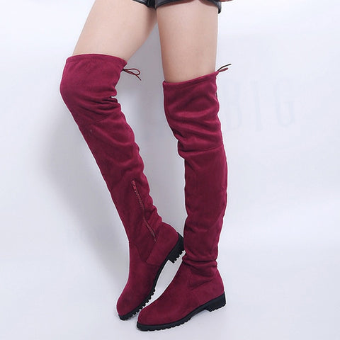 Women Boots Slim Sexy Over-The-Knee Boots Fashion Suede Thigh High Boots Female Winter Boots Winter Shoes Bota Women Plus Size