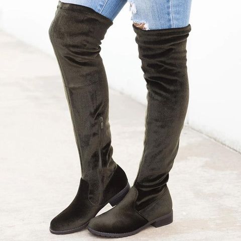 Women Boots Slim Sexy Over-The-Knee Boots Fashion Suede Thigh High Boots Female Winter Boots Winter Shoes Bota Women Plus Size