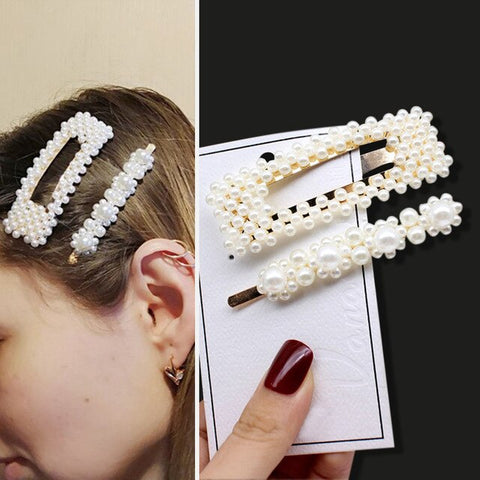 1Set Fashion Sweet Pearls Hairpins Girls Headwear Elegant Hair Clips Hair Headband Ins Hair Accessorie Ornament Barrettes