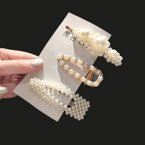 1Set Fashion Sweet Pearls Hairpins Girls Headwear Elegant Hair Clips Hair Headband Ins Hair Accessorie Ornament Barrettes