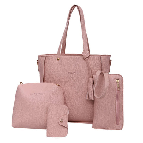 Women Four Set Handbag Shoulder Bags Four Pieces Tote Bag Crossbody Wallet Bags High Quality Casual Female Bags Tote Bolsos #R5