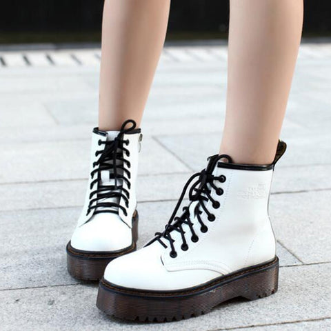 Fashion Women Jason Martins Boots Autumn  Winter Motorcycle Ankle Platform Boots Ladies Boots Black PU Leather Shoes