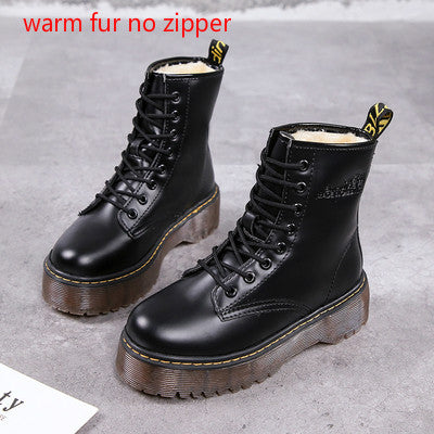 Fashion Women Jason Martins Boots Autumn  Winter Motorcycle Ankle Platform Boots Ladies Boots Black PU Leather Shoes