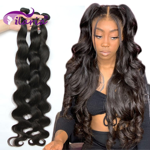 ILARIA Body Wave Brazilian Hair Weave Bundles 100% Human Hair Bundles 3 4 Bundle 30 32 34 36 38 40 Inches bundles Non Remy