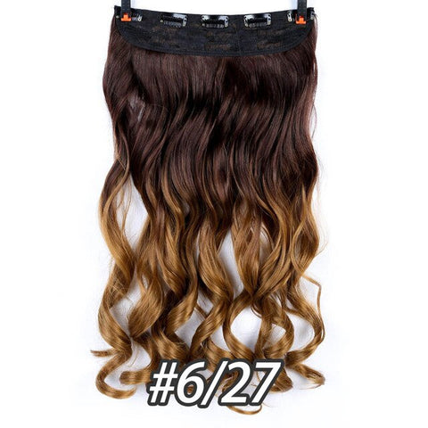 DIFEI 5 Clip 24 inches Natural Synthetic Long Wavy Hairpiece Clip In Hair Extensions High Temperature Fiber Fake Hair Piece