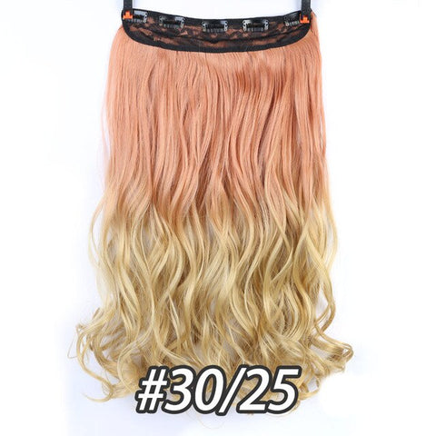 DIFEI 5 Clip 24 inches Natural Synthetic Long Wavy Hairpiece Clip In Hair Extensions High Temperature Fiber Fake Hair Piece