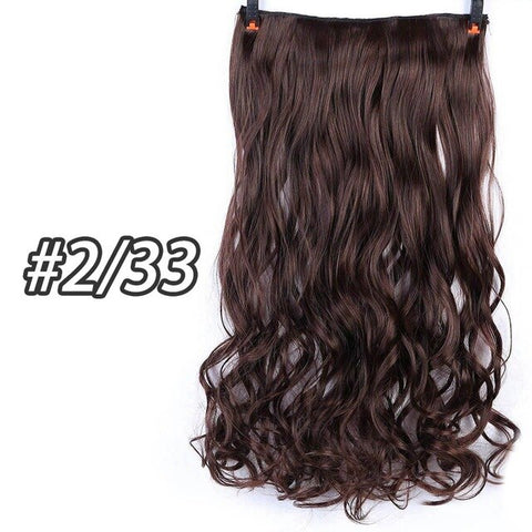 DIFEI 5 Clip 24 inches Natural Synthetic Long Wavy Hairpiece Clip In Hair Extensions High Temperature Fiber Fake Hair Piece