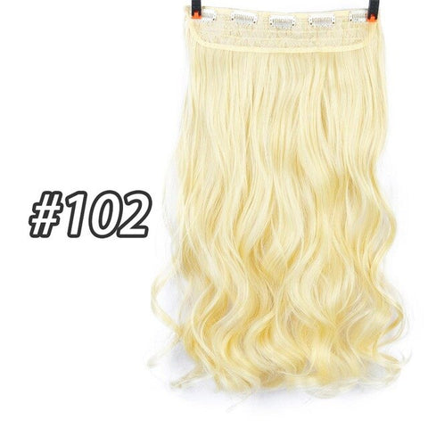 DIFEI 5 Clip 24 inches Natural Synthetic Long Wavy Hairpiece Clip In Hair Extensions High Temperature Fiber Fake Hair Piece