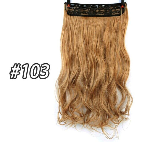 DIFEI 5 Clip 24 inches Natural Synthetic Long Wavy Hairpiece Clip In Hair Extensions High Temperature Fiber Fake Hair Piece