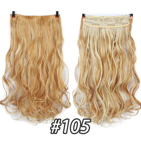 DIFEI 5 Clip 24 inches Natural Synthetic Long Wavy Hairpiece Clip In Hair Extensions High Temperature Fiber Fake Hair Piece