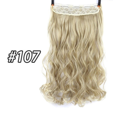 DIFEI 5 Clip 24 inches Natural Synthetic Long Wavy Hairpiece Clip In Hair Extensions High Temperature Fiber Fake Hair Piece