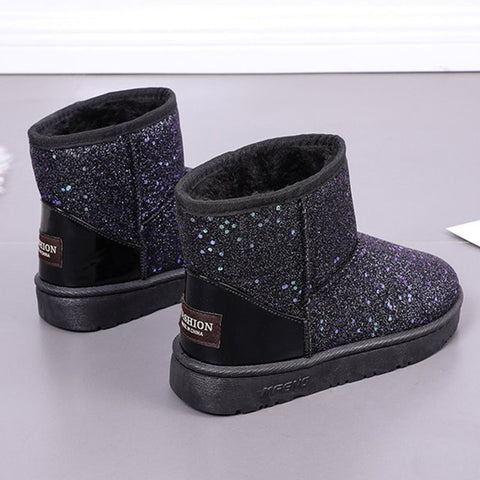 Women Snow Boots Glitter Woman New Warm Short Plush Soft Ladies Ankle Boot Winter Fur Bling Platform Female Casual Shoes