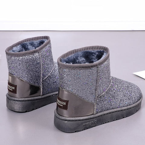 Women Snow Boots Glitter Woman New Warm Short Plush Soft Ladies Ankle Boot Winter Fur Bling Platform Female Casual Shoes