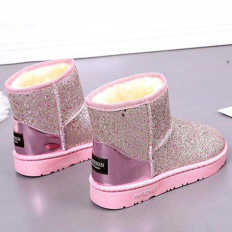Women Snow Boots Glitter Woman New Warm Short Plush Soft Ladies Ankle Boot Winter Fur Bling Platform Female Casual Shoes