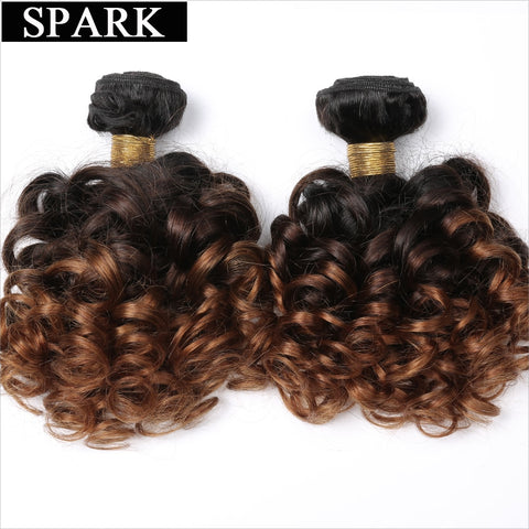 Spark Brazilian Bouncy Curly Human Hair Bundles 1/3/4pcs Ombre Medium Ratio Remy Human Hair Extensions Curly Hair Weave Bundles