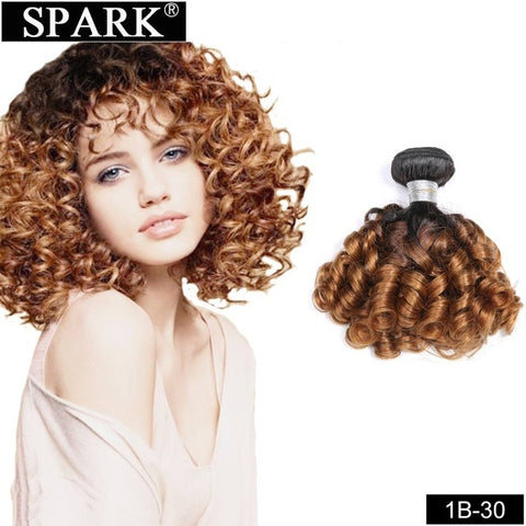 Spark Brazilian Bouncy Curly Human Hair Bundles 1/3/4pcs Ombre Medium Ratio Remy Human Hair Extensions Curly Hair Weave Bundles