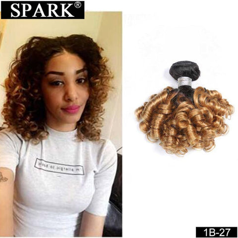 Spark Brazilian Bouncy Curly Human Hair Bundles 1/3/4pcs Ombre Medium Ratio Remy Human Hair Extensions Curly Hair Weave Bundles