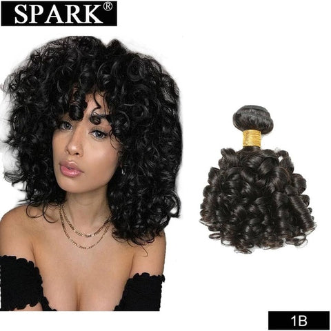 Spark Brazilian Bouncy Curly Human Hair Bundles 1/3/4pcs Ombre Medium Ratio Remy Human Hair Extensions Curly Hair Weave Bundles